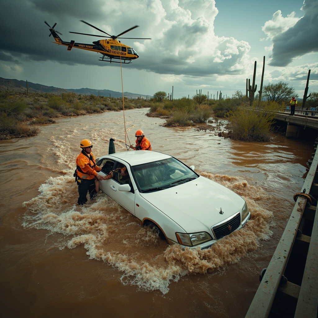 Arizona sheriff deploys helicopter to save 2 stranded in flooded car